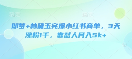 即梦+林黛玉完爆小红书商单，3天涨粉1千，靠怼人月入5k+-靠创业轻松赚钱？[小白网创驿站] 整合稀缺资源，带你实现财富梦小白网创驿站