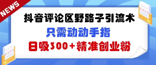 抖音评论区野路子引流术，只需动动手指，日吸300+精准创业粉-靠创业轻松赚钱？[小白网创驿站] 整合稀缺资源，带你实现财富梦小白网创驿站