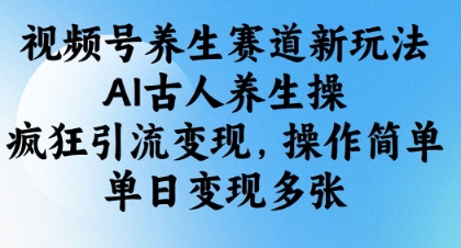 视频号养生赛道新玩法，AI古人养生操，疯狂引流变现，操作简单，单日变现多张-靠创业轻松赚钱？[小白网创驿站] 整合稀缺资源，带你实现财富梦小白网创驿站