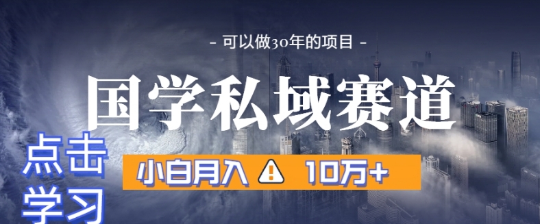 暴力国学私域赛道，小白月入10万+，引流+转化完整流程【揭秘】-靠创业轻松赚钱？[小白网创驿站] 整合稀缺资源，带你实现财富梦小白网创驿站