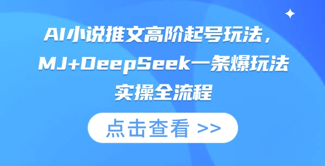AI小说推文高阶起号玩法，MJ+DeepSeek一条爆玩法实操全流程-靠创业轻松赚钱？[小白网创驿站] 整合稀缺资源，带你实现财富梦小白网创驿站