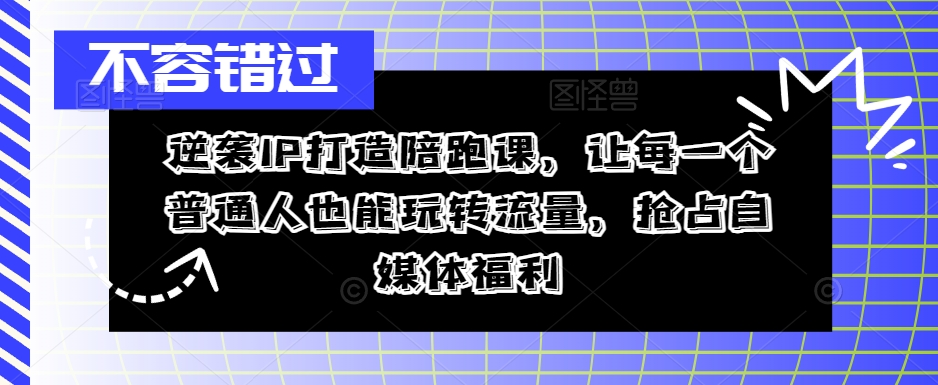 逆袭IP打造陪跑课，让每一个普通人也能玩转流量，抢占自媒体福利-靠创业轻松赚钱？[小白网创驿站] 整合稀缺资源，带你实现财富梦小白网创驿站