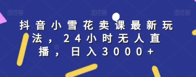 抖音小雪花卖课最新玩法，24小时无人直播，日入3000+【揭秘】-靠创业轻松赚钱？[小白网创驿站] 整合稀缺资源，带你实现财富梦小白网创驿站