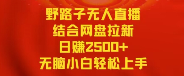野路子无人直播结合网盘拉新，日赚2500+，小白无脑轻松上手【揭秘】-靠创业轻松赚钱？[小白网创驿站] 整合稀缺资源，带你实现财富梦小白网创驿站