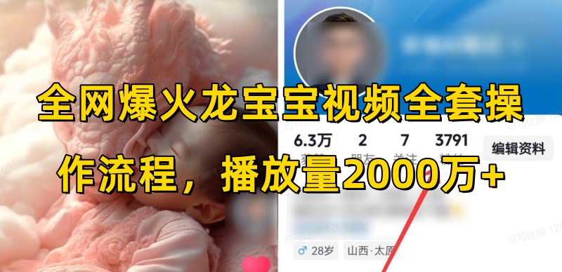 全网爆火龙宝宝视频全套操作流程，播放量2000万+-靠创业轻松赚钱？[小白网创驿站] 整合稀缺资源，带你实现财富梦小白网创驿站