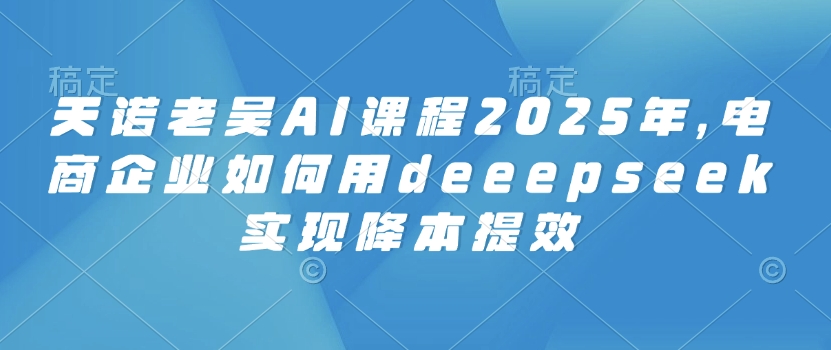 天诺老吴AI课程2025年，电商企业如何用deeepseek实现降本提效-靠创业轻松赚钱？[小白网创驿站] 整合稀缺资源，带你实现财富梦小白网创驿站