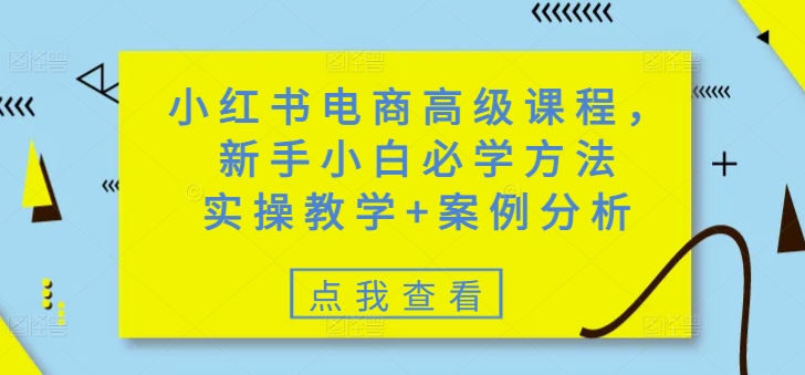 小红书电商高级课程，新手小白必学方法，实操教学+案例分析-靠创业轻松赚钱？[小白网创驿站] 整合稀缺资源，带你实现财富梦小白网创驿站