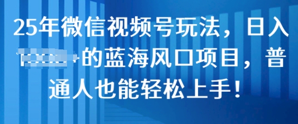 25年微信视频号玩法，日入几张的蓝海风口项目，普通人也能轻松上手!-靠创业轻松赚钱？[小白网创驿站] 整合稀缺资源，带你实现财富梦小白网创驿站