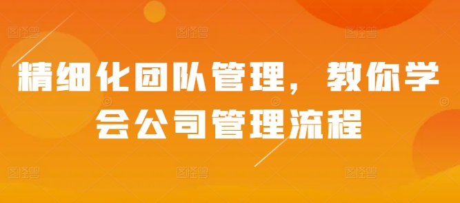 精细化团队管理，教你学会公司管理流程-靠创业轻松赚钱？[小白网创驿站] 整合稀缺资源，带你实现财富梦小白网创驿站