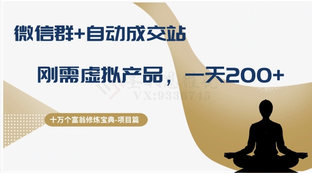 十万个富翁修炼宝典之8.微信群+自动成交站，刚需虚拟产品，一天200+-靠创业轻松赚钱？[小白网创驿站] 整合稀缺资源，带你实现财富梦小白网创驿站