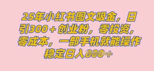 2025年小红书创业粉图文自热教程，日+300创业粉，单日变现多张，无脑操作，宝妈，小白抓紧冲-靠创业轻松赚钱？[小白网创驿站] 整合稀缺资源，带你实现财富梦小白网创驿站