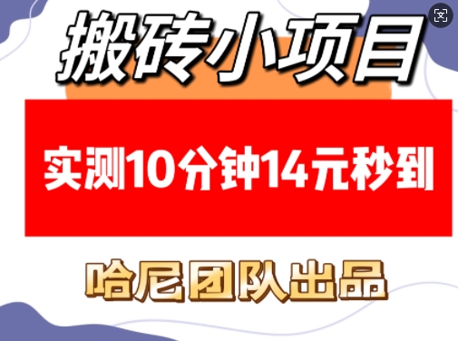 搬砖小项目，实测10分钟14元秒到，每天稳定几张(赠送必看稳定)-靠创业轻松赚钱？[小白网创驿站] 整合稀缺资源，带你实现财富梦小白网创驿站
