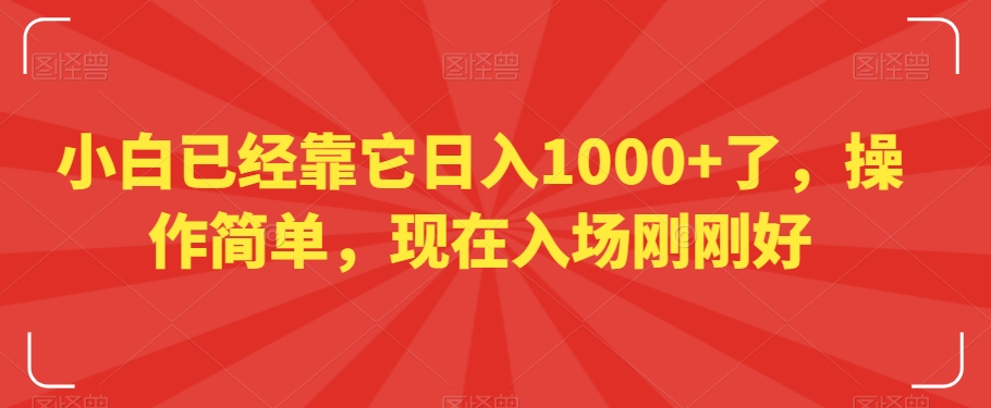 小白已经靠它日入1000+了，操作简单，现在入场刚刚好【揭秘】-靠创业轻松赚钱？[小白网创驿站] 整合稀缺资源，带你实现财富梦小白网创驿站