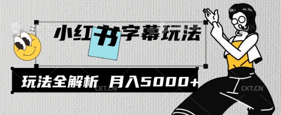 小红书字幕玩法，玩法全解析，月入2000+-靠创业轻松赚钱？[小白网创驿站] 整合稀缺资源，带你实现财富梦小白网创驿站