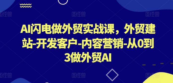 AI闪电做外贸实战课，​外贸建站-开发客户-内容营销-从0到3做外贸AI（更新）-靠创业轻松赚钱？[小白网创驿站] 整合稀缺资源，带你实现财富梦小白网创驿站