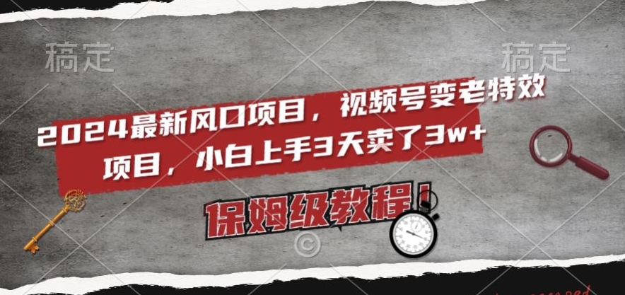 2024最新风口项目，视频号变老特效项目，电脑小白上手3天卖了3w+，保姆级教程【揭秘】-靠创业轻松赚钱？[小白网创驿站] 整合稀缺资源，带你实现财富梦小白网创驿站
