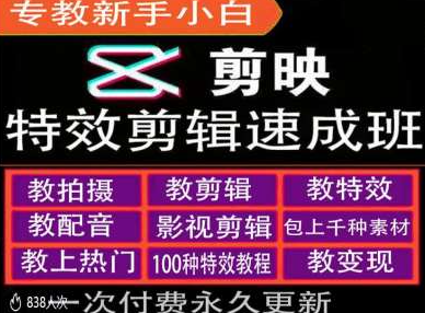 剪映特效教程和运营变现教程，特效剪辑速成班，专教新手小白-靠创业轻松赚钱？[小白网创驿站] 整合稀缺资源，带你实现财富梦小白网创驿站