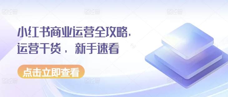 小红书商业运营全攻略，运营干货 ，新手速看-靠创业轻松赚钱？[小白网创驿站] 整合稀缺资源，带你实现财富梦小白网创驿站