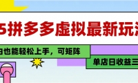 （14783期）25最新拼多多虚拟电商，单店日入3位数，小白也能快速上手，教程.-靠创业轻松赚钱？[小白网创驿站] 整合稀缺资源，带你实现财富梦小白网创驿站