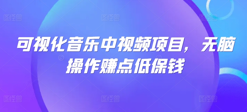 可视化音乐中视频项目，无脑操作赚点低保钱-靠创业轻松赚钱？[小白网创驿站] 整合稀缺资源，带你实现财富梦小白网创驿站