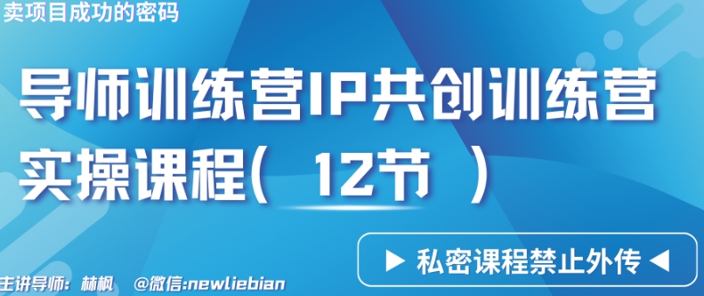 导师训练营3.0IP共创训练营私密实操课程（12节）-卖项目的密码成功秘诀【揭秘】-靠创业轻松赚钱？[小白网创驿站] 整合稀缺资源，带你实现财富梦小白网创驿站