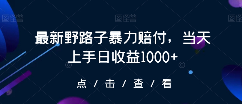 最新野路子暴力赔付，当天上手日收益1000+【仅揭秘】-靠创业轻松赚钱？[小白网创驿站] 整合稀缺资源，带你实现财富梦小白网创驿站