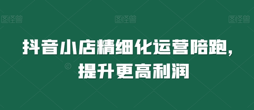 抖音小店精细化运营陪跑，提升更高利润-靠创业轻松赚钱？[小白网创驿站] 整合稀缺资源，带你实现财富梦小白网创驿站