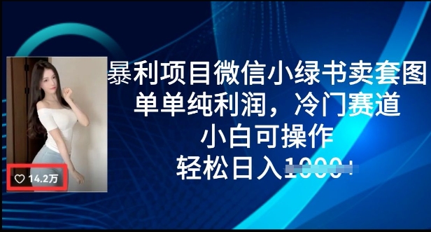 暴利项目微信小绿书卖套图，单单纯利润，冷门赛道， 小白可操作，轻松日入多张-靠创业轻松赚钱？[小白网创驿站] 整合稀缺资源，带你实现财富梦小白网创驿站