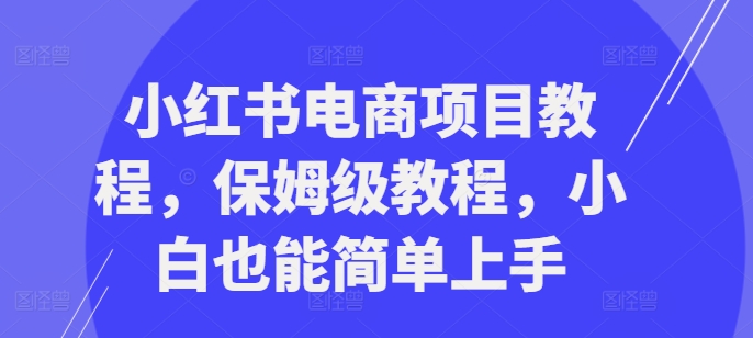 小红书电商项目教程，保姆级教程，小白也能简单上手-靠创业轻松赚钱？[小白网创驿站] 整合稀缺资源，带你实现财富梦小白网创驿站