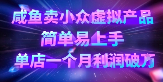 咸鱼卖小众虚拟产品，简单易上手，单店一个月利润破W-靠创业轻松赚钱？[小白网创驿站] 整合稀缺资源，带你实现财富梦小白网创驿站