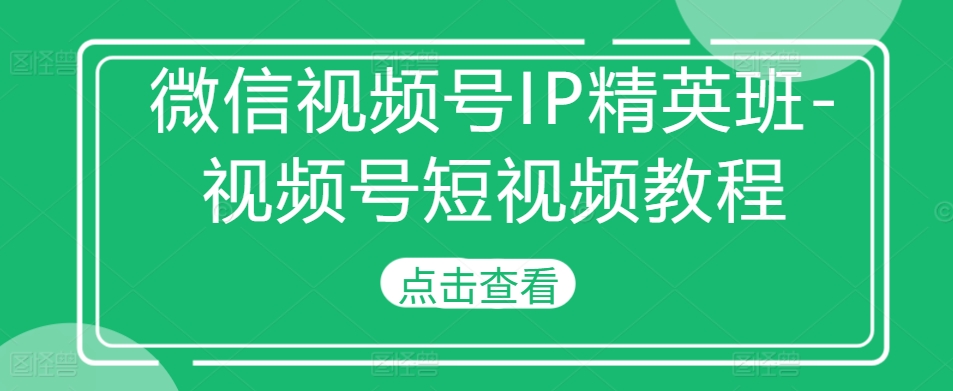 微信视频号IP精英班-视频号短视频教程-靠创业轻松赚钱？[小白网创驿站] 整合稀缺资源，带你实现财富梦小白网创驿站