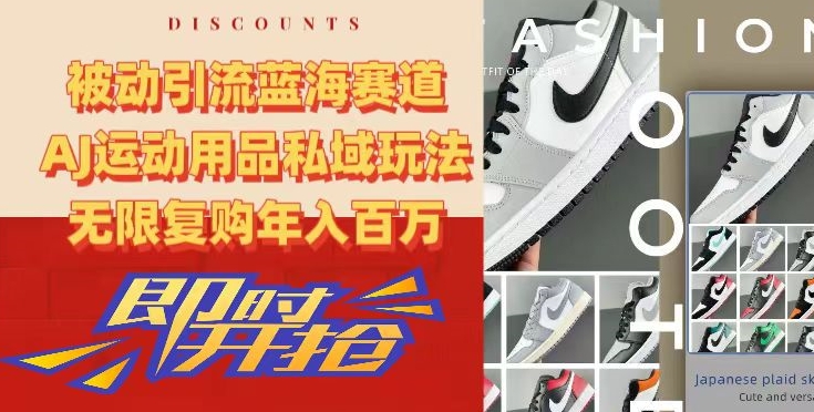 被动引流蓝海赛道，AJ运动用品私域玩法，无限复购年入百万【揭秘】-靠创业轻松赚钱？[小白网创驿站] 整合稀缺资源，带你实现财富梦小白网创驿站