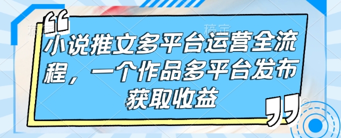小说推文多平台运营全流程，一个作品多平台发布获取收益-靠创业轻松赚钱？[小白网创驿站] 整合稀缺资源，带你实现财富梦小白网创驿站