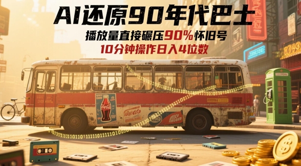AI还原90年代巴士，一帧就让70后泪崩，播放量直接碾压90%怀旧号，每天操作十分钟，日入四位数-靠创业轻松赚钱？[小白网创驿站] 整合稀缺资源，带你实现财富梦小白网创驿站