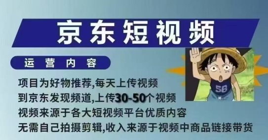 京东短视频带货课，无需自己拍摄剪辑，保姆式教学，两天快速上手-靠创业轻松赚钱？[小白网创驿站] 整合稀缺资源，带你实现财富梦小白网创驿站