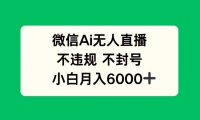 （14733期）微信AI无人直播，不违规 不封号 ，小白月入6000+-靠创业轻松赚钱？[小白网创驿站] 整合稀缺资源，带你实现财富梦小白网创驿站
