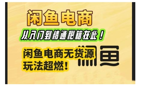 闲鱼电商实战课，从入门到精通秘籍在此，闲鱼电商无货源玩法超燃!-靠创业轻松赚钱？[小白网创驿站] 整合稀缺资源，带你实现财富梦小白网创驿站