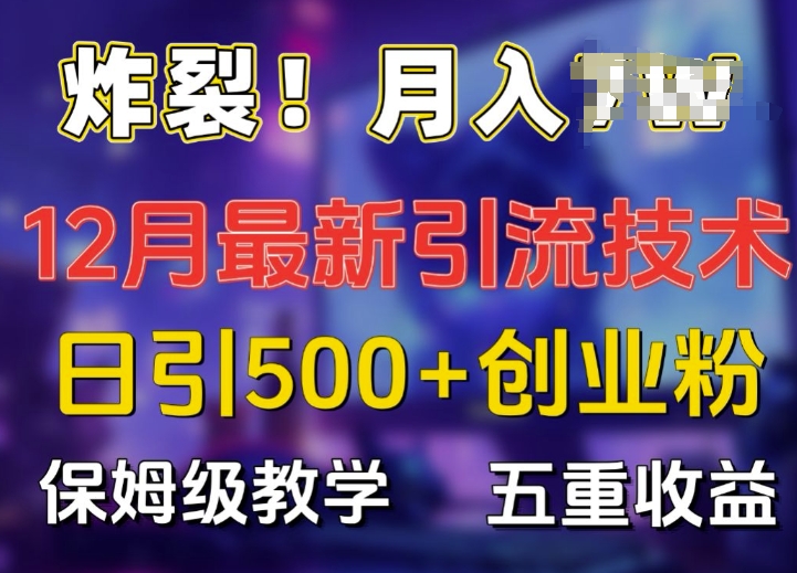 炸裂!揭秘12月最新日引流500+精准创业粉，多重收益保姆级教学-靠创业轻松赚钱？[小白网创驿站] 整合稀缺资源，带你实现财富梦小白网创驿站