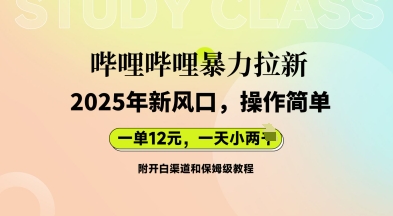 哔哩哔哩暴力拉新：2025年新风口，一单12元，一天数张(附开白渠道和保姆级教程)-靠创业轻松赚钱？[小白网创驿站] 整合稀缺资源，带你实现财富梦小白网创驿站