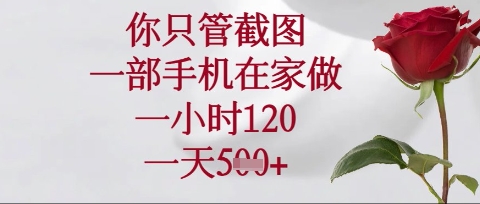 你只管截图，一部手机在家操作，一小时120.一天5张【揭秘】-靠创业轻松赚钱？[小白网创驿站] 整合稀缺资源，带你实现财富梦小白网创驿站